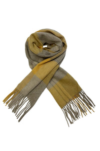 Large Check Wool Tassel Scarf