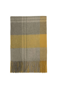 Large Check Wool Tassel Scarf