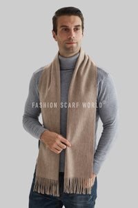 Unisex Plain Wool Tassel Scarf