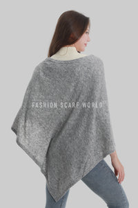Plain Colour Wrap Wool Poncho