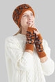 Soft Leopard Print Fingerless Wool Wrist Warmer Gloves