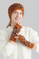 Soft Leopard Print Fingerless Wool Wrist Warmer Gloves