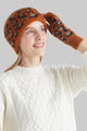 Soft Leopard Print Fingerless Wool Wrist Warmer Gloves