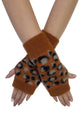 Soft Leopard Print Fingerless Wool Wrist Warmer Gloves