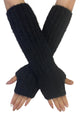 Plain Fluffy Wool Knitted Arm Warmer Gloves