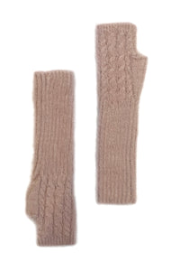 Plain Fluffy Wool Knitted Arm Warmer Gloves