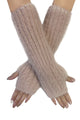 Plain Fluffy Wool Knitted Arm Warmer Gloves