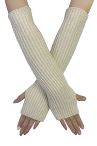 Metallic Thread Knitted Wool Arm Warmer Gloves