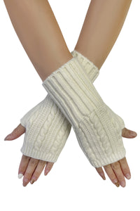 Cosy Long Knitted Wool Wrist Warmer Gloves