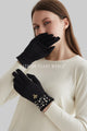 Embroided Bee With Pearl And Diamante Trim Gloves