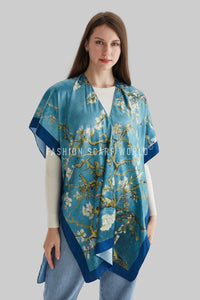 Van Gogh Almond Blossom Silk Kimono - Blue