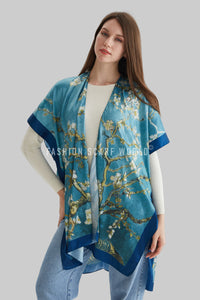 Van Gogh Almond Blossom Silk Kimono - Blue