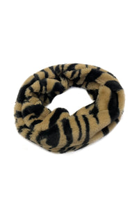 Zebra Print Faux Fur Twist Snood