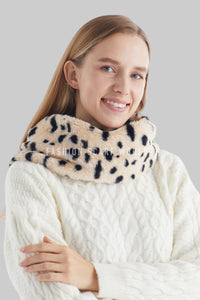 Dalmation Print Faux Fur Twist Snood