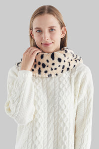 Dalmation Print Faux Fur Twist Snood