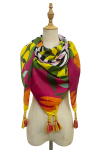 Bright Zebra Jungle Print Square Scarf