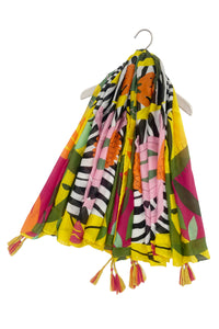 Bright Zebra Jungle Print Square Scarf