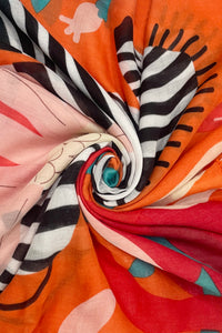 Bright Zebra Jungle Print Square Scarf