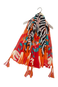 Bright Zebra Jungle Print Square Scarf