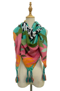 Bright Zebra Jungle Print Square Scarf