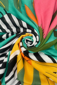 Bright Zebra Jungle Print Square Scarf