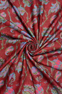 Paisley Floral & Butterfly Print Wool Frayed Scarf