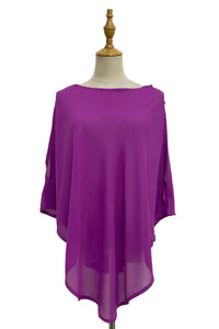 Plain Curved Chiffon Poncho/Cover Up