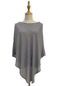 Plain Curved Chiffon Poncho/Cover Up