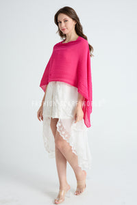 Plain Pleated Chiffon Poncho/Cover Up