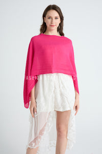 Plain Pleated Chiffon Poncho/Cover Up