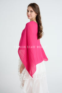 Plain Pleated Chiffon Poncho/Cover Up