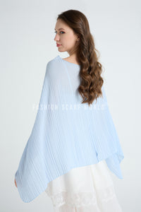 Plain Pleated Chiffon Poncho/Cover Up