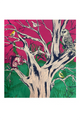 Vibrant Illustrated Woodland Print Silk Scarf