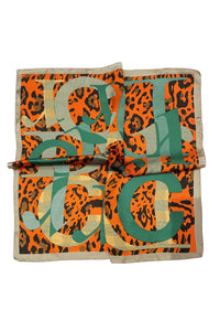 Letterblock Leopard Print Square Scarf
