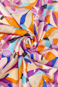 Colourful Painted Floral Print Square Scarf