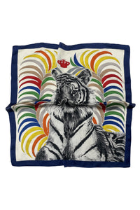 Tiger Face & Crown Print Square Scarf