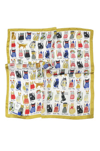Illustrated Kitten Breed Print Square Scarf