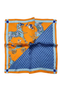 Traditional Equestrian Contrast Print Square Scarf