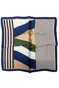 Stripe Colour Block Print Square Scarf