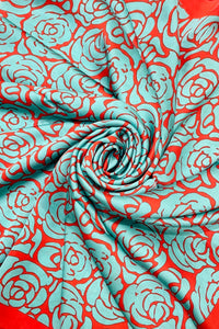 Funky Rose Print Silk Scarf