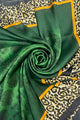 Spiral Floral & Leopard Print Border Silk Scarf