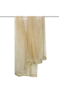 Rose Print & Pearl Embellished Sheer Scarf/ Shawl