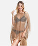 Metallic Thread Tassel Side Poncho / Coverup