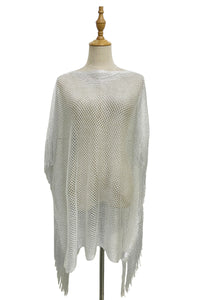 Metallic Thread Tassel Side Poncho / Coverup