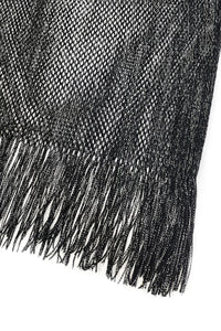 Metallic Thread Tassel Side Poncho / Coverup