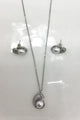 Leopard & Pearl Stud Earring & Necklace Set - Silver