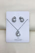 Leopard & Pearl Stud Earring & Necklace Set - Silver