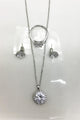 Sparkling Stud Earring Necklace & Ring Set - Silver