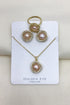 Rose Gold Pearl Earring Necklace & Ring Set