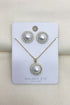Elegant Pearl Stud Earring & Necklace Set - Gold